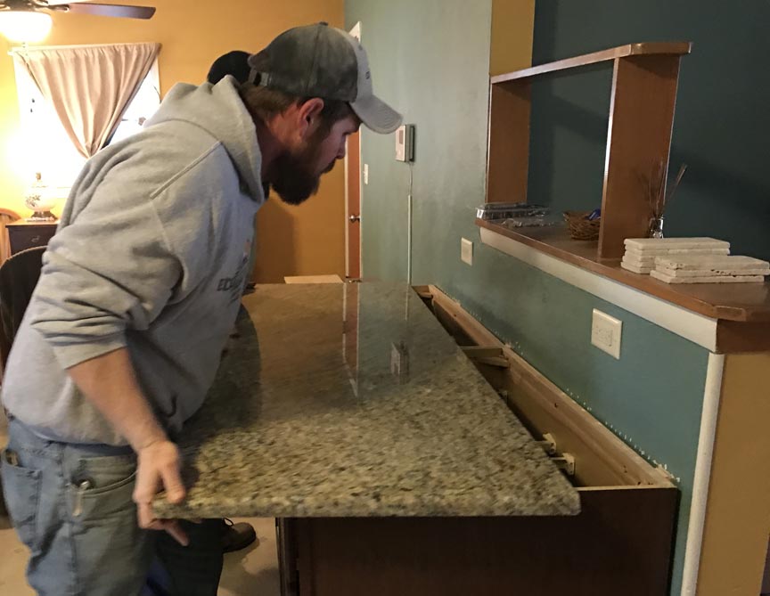 Granite Countertop Install Edge, How Much Are Granite Countertops Installed